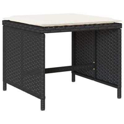 17-delige Tuinset met kussens poly rattan zwart