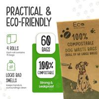 Eco Green Living Composteerbare hondenpoepzakjes - 4 x 15 stuks - thumbnail