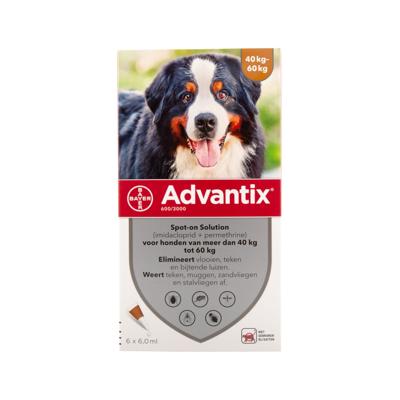 Advantix 600/3000 voor honden van 40 tot 60 kg 2 x 6 pipetten
