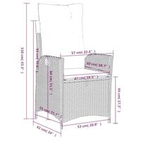 Tuinstoelen 2 st verstelbaar met kussens poly rattan zwart - thumbnail