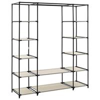 Kledingkast met vakken en stangen 150x45x176 cm stof crme - thumbnail