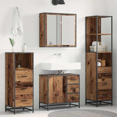 Badkamermeubelset 4 pcs Oud hout 65 x 33 x 60 cm Bewerkt hout