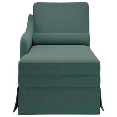 Chaise longue met bolster&rechterarmleuning fluweel donkergroen Chaise longue met bolster&rechterarmleuning fluweel donkergroen