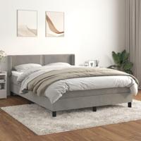 Boxspring met matras fluweel lichtgrijs 140x190 cm - thumbnail