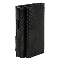 Juscha JU-961401 Pasjeshouder Clicksafe RFID Kunstleer Carbon Zwart 8 Pasjes Met Opbergvak Voor Muntgeld - thumbnail