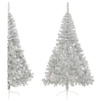 VidaXL Kunstkerstboom half met standaard 240 cm pet zilverkleurig - thumbnail