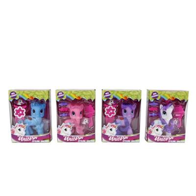 Unicorn figuur met accessoires en stickers 4ass 12cm