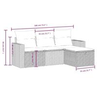 4-delige Loungeset met kussens poly rattan zwart - thumbnail