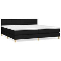 Boxspring met matras stof zwart 200x200 cm - thumbnail