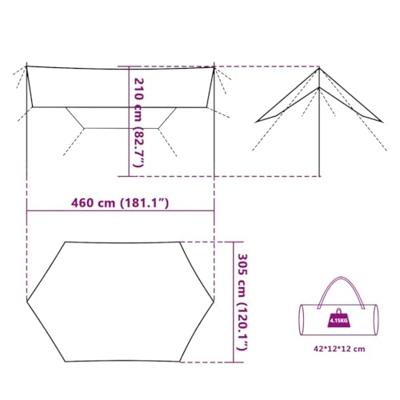 VidaXL Kampeerluifel waterdicht 460x305x210 cm groen
