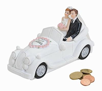 Spaarpot trouwauto van poly, B16 x D7 x H9 cm
