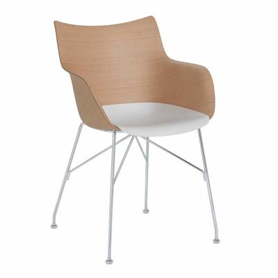 Kartell Q/Wood eetkamerstoel beuken Lichtbruin/Wit