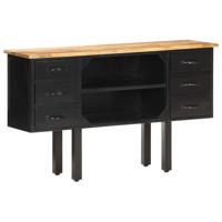 Dressoir 110x30x65 cm massief ruw mangohout en staal - thumbnail
