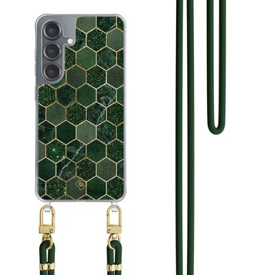 Samsung Galaxy S25 hoesje met groen koord - Kubus groen