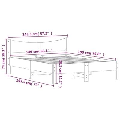 Bed met matras massief grenenhout wasbruin 140x190 cm Bed met matras massief grenenhout wasbruin 140x190 cm