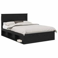 Bedframe met matras Zwart 160 x 200 cm Massief grenenhout - thumbnail