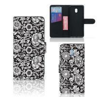 Xiaomi Redmi 8A Hoesje Black Flowers - thumbnail