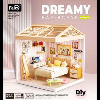 Dreamy mini house Slaapkamer Bedroom met ledlamp DIY Modelbouw Knutselen
