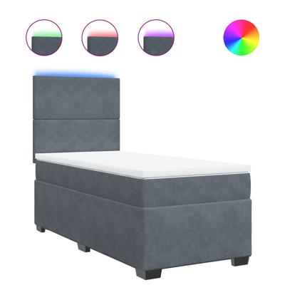 Boxspring met matras fluweel donkergrijs 120x190 cm
