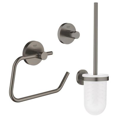 GROHE Essentials Toilet accessoireset 3-delig met toiletborstelhouder, handdoekhaak en toiletrolhouder zonder klep brushed hard graphite sw99001/sw99025/sw99041/ GROHE Essentials Toilet accessoireset 3-delig met toiletborstelhouder, handdoekhaak en toiletrolhouder zonder klep brushed hard graphite sw99001/sw99025/sw99041/