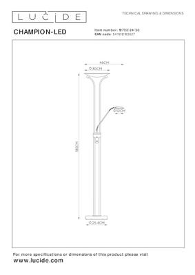 Lucide CHAMPION-LED - Leeslamp - Ø 30 cm - LED Dimb. - 3000K - Zwart Lucide CHAMPION-LED - Leeslamp - Ø 30 cm - LED Dimb. - 3000K - Zwart