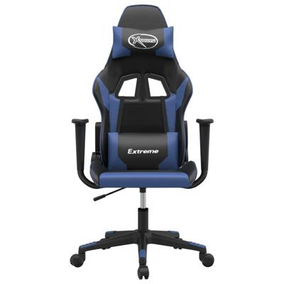 Massage gamestoel kunstleer zwart en blauw