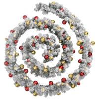 Kerstslinger met kerstballen en LED-lampjes 5 m PVC groen - thumbnail