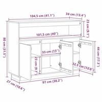 Dressoir met opslag Bruin 104,5 x 34 x 80 cm Massief grenenhout - thumbnail