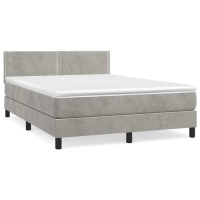 Boxspring met matras fluweel lichtgrijs 140x190 cm