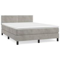 Boxspring met matras fluweel lichtgrijs 140x190 cm - thumbnail