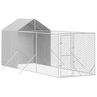 Hondenkennel met dak 2x6x2,5 m gegalvaniseerd staal zilverkleur - thumbnail