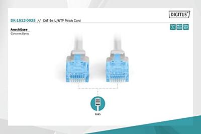 Digitus DK-1512-0025 RJ45 Netwerkkabel, patchkabel CAT 5e U/UTP 0.25 m Grijs 1 stuk(s)