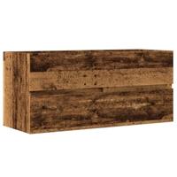 Wastafelkast 100x38,5x45 cm bewerkt hout oud houtkleurig - thumbnail