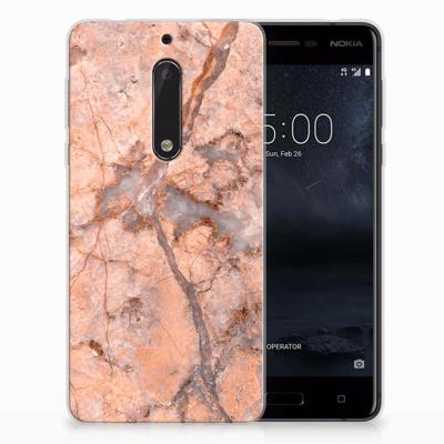 Nokia 5 | TPU | Siliconen hoesje | Marmer Oranje Nokia 5 | TPU | Siliconen hoesje | Marmer Oranje