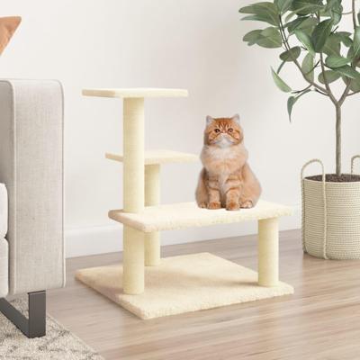 VidaXL Kattenmeubel met sisal krabpalen 61 cm crèmekleurig VidaXL Kattenmeubel met sisal krabpalen 61 cm crèmekleurig
