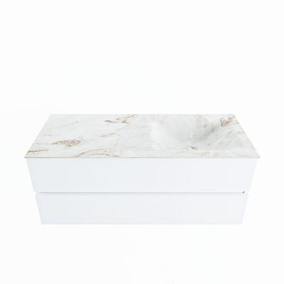 MONDIAZ VICA-DLUX 120cm badmeubel onderkast Talc 2 lades. Inbouw wastafel CLOUD rechts zonder kraangat, kleur Frappe.