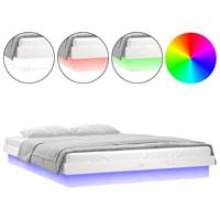 Bedframe LED massief hout wit 150x200 cm - thumbnail