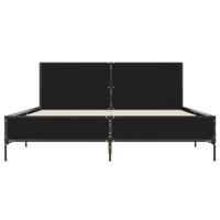 Bedframe bewerkt hout metaal zwart 150x200 cm - thumbnail