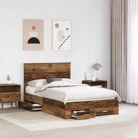 Bedframe met hoofdeinde Oudhout 135 x 190 cm Bewerkt hout - thumbnail
