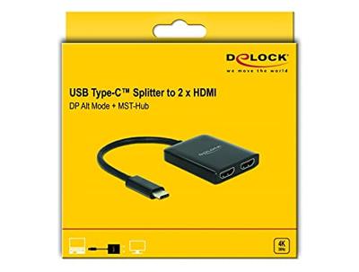 Delock 87719 USB Type-C-splitter (DP Alt-modus) > 2 x HDMI-uitgang 4K 30 Hz - thumbnail