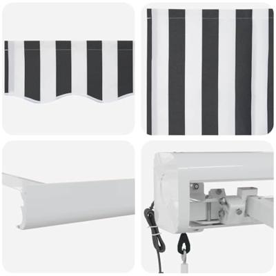 Luifel uittrekbaar 5x3 m stof en aluminium antraciet en wit Luifel uittrekbaar 5x3 m stof en aluminium antraciet en wit