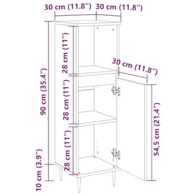 Badkamerkast 30x30x100 cm bewerkt hout betongrijs