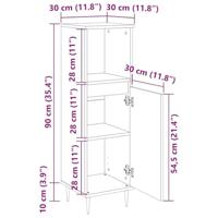 Badkamerkast 30x30x100 cm bewerkt hout betongrijs - thumbnail