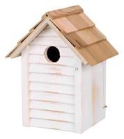 TRIXIE NESTKASTJE HUISJE HOUT WIT 18X15X24 CM GAT 3 CM - thumbnail