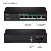 TRENDnet TPE-S50 6-Port Fast Ethernet PoE + -switch, 4 x Fast Ethernet PoE + poorten, 2 x Fast Ethernet-poorten, 60 W PoE Budget, Ethernet-netwerkschakelaar, metaal, zwart - thumbnail