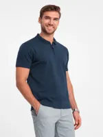 Italian Style - Poloshirt Heren - Korte Mouw Met Rits - Navy Blauw - Italianstyle - thumbnail
