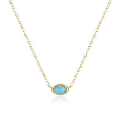 Elenza Goudkleurige Ketting met Turkoois Oog in 925 Sterling Zilver