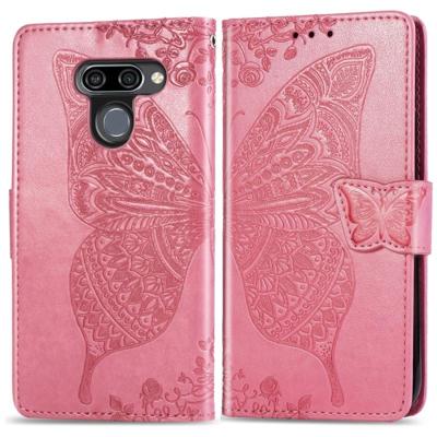 Vlinder liefde bloemen reliëf horizontale Flip lederen case voor LG K50 met houder & card slots & portemonnee & Lanyard (roze) Vlinder liefde bloemen reliëf horizontale Flip lederen case voor LG K50 met houder & card slots & portemonnee & Lanyard (roze)