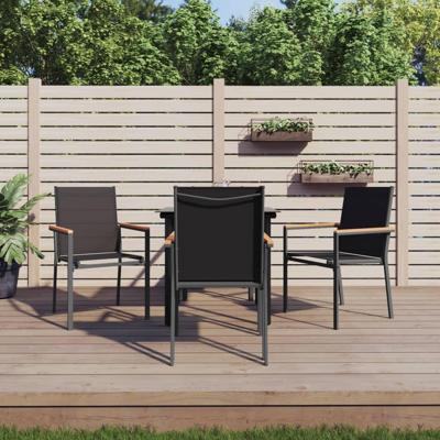 5-delige Tuinset textileen en staal zwart