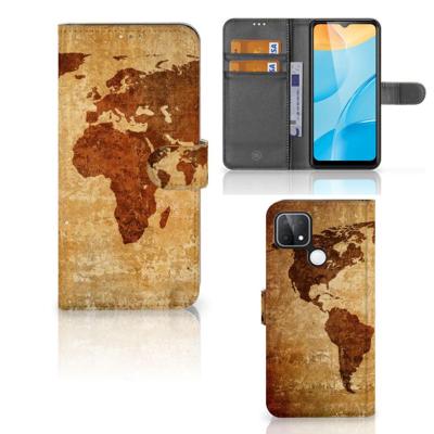 OPPO A15 | Flip Cover | Wereldkaart OPPO A15 | Flip Cover | Wereldkaart